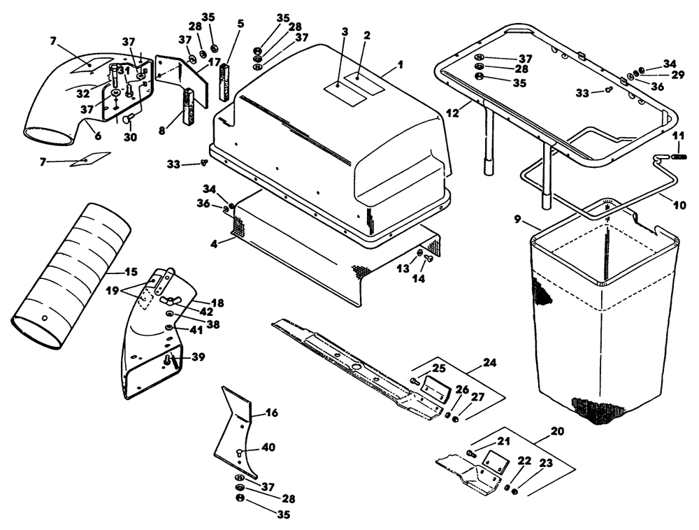 Grass Catcher 2 Diagram and Parts List for 62542C (K00000001-K99999999)(1991) Lawn Boy Lawn Tractor